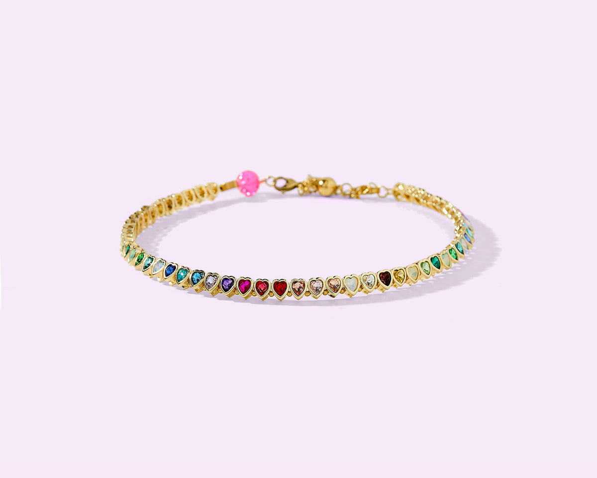 Amore Choker Necklace - Heart-Shaped Rainbow Stones