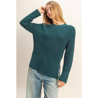 Raglan Long Sleeve Side Slit Sweater