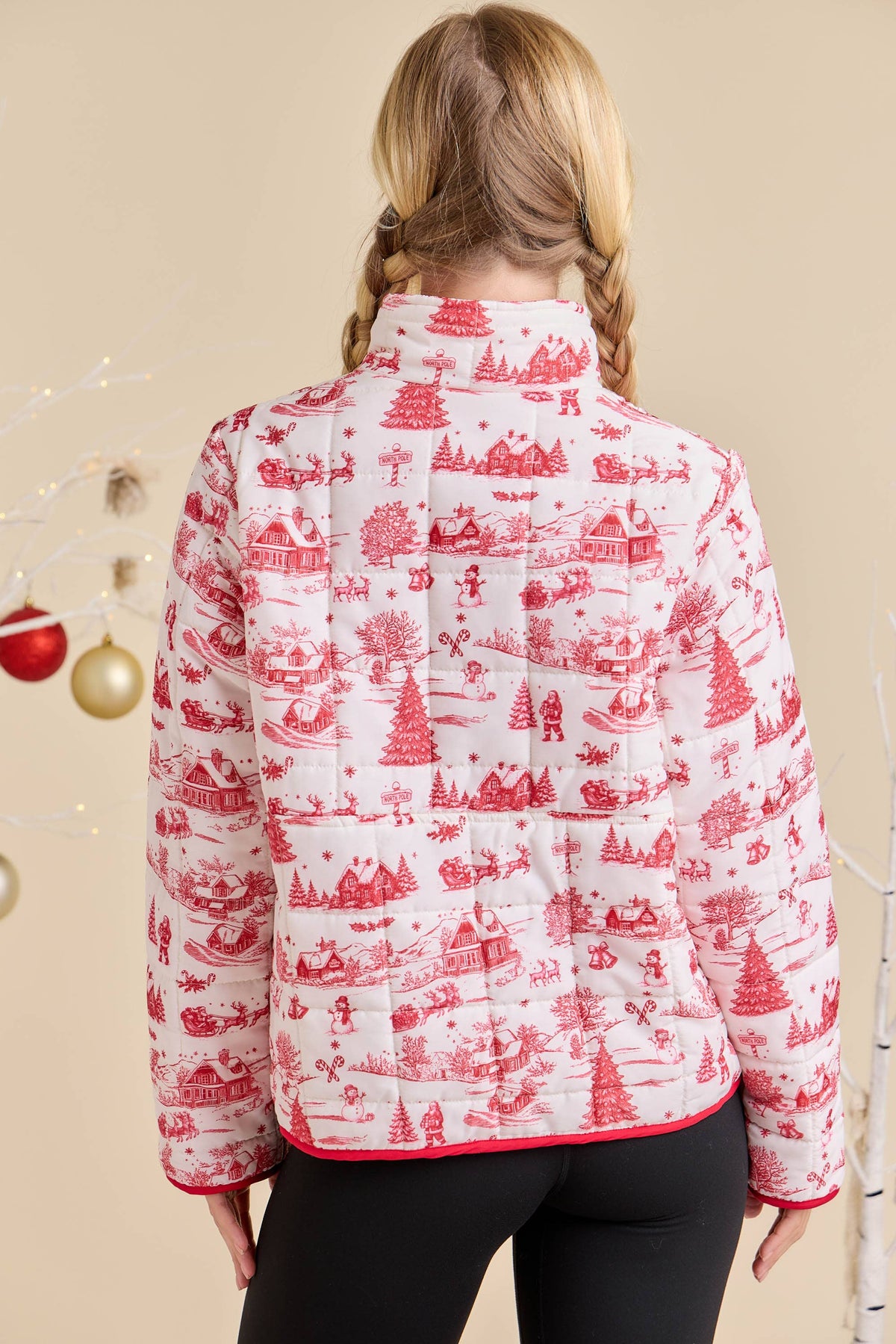 Winter Village Print Puffer Jacket – Holiday Outerwear