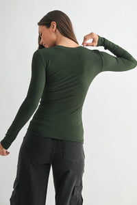Essential Long-Sleeved Micro-Ribbed Athleisure Top