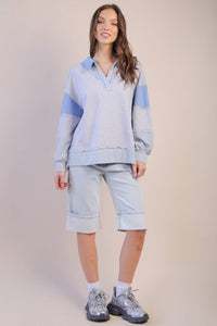 Color Block Solid & Stripe Casual Knit Top