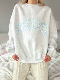Pearl Grey Floral Sunkissed Embroider Sweatshirt