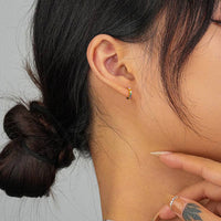 Rainbow Hoop Earrings in 925 Sterling Silver