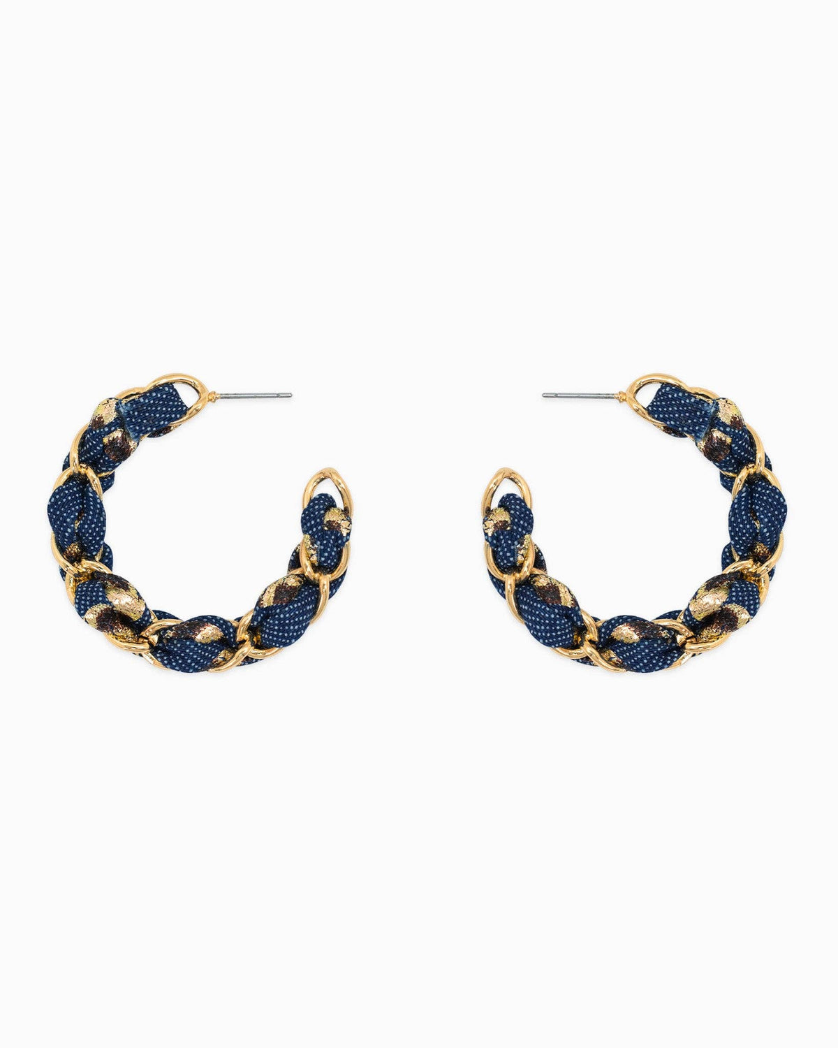 Denim Leopard Scarf Chain Hoop Earrings