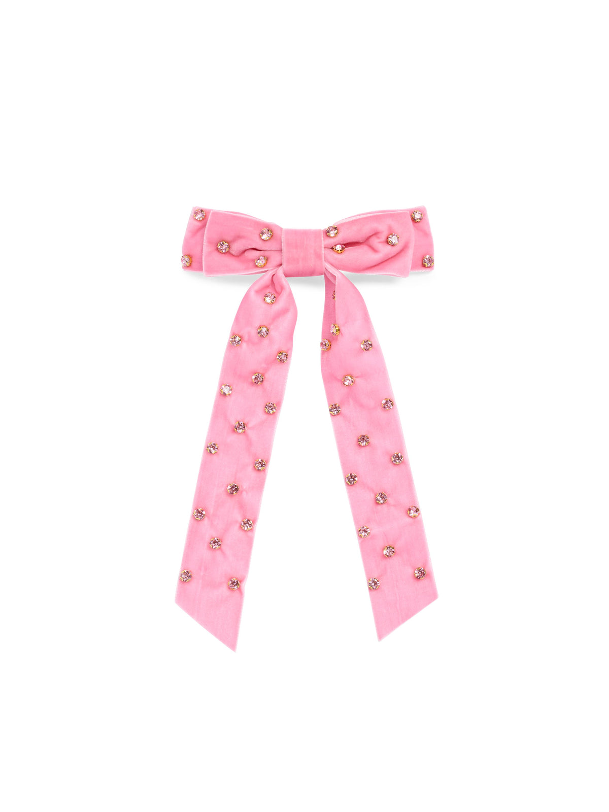 VELVET AND RHINESTONES BOW CLIP