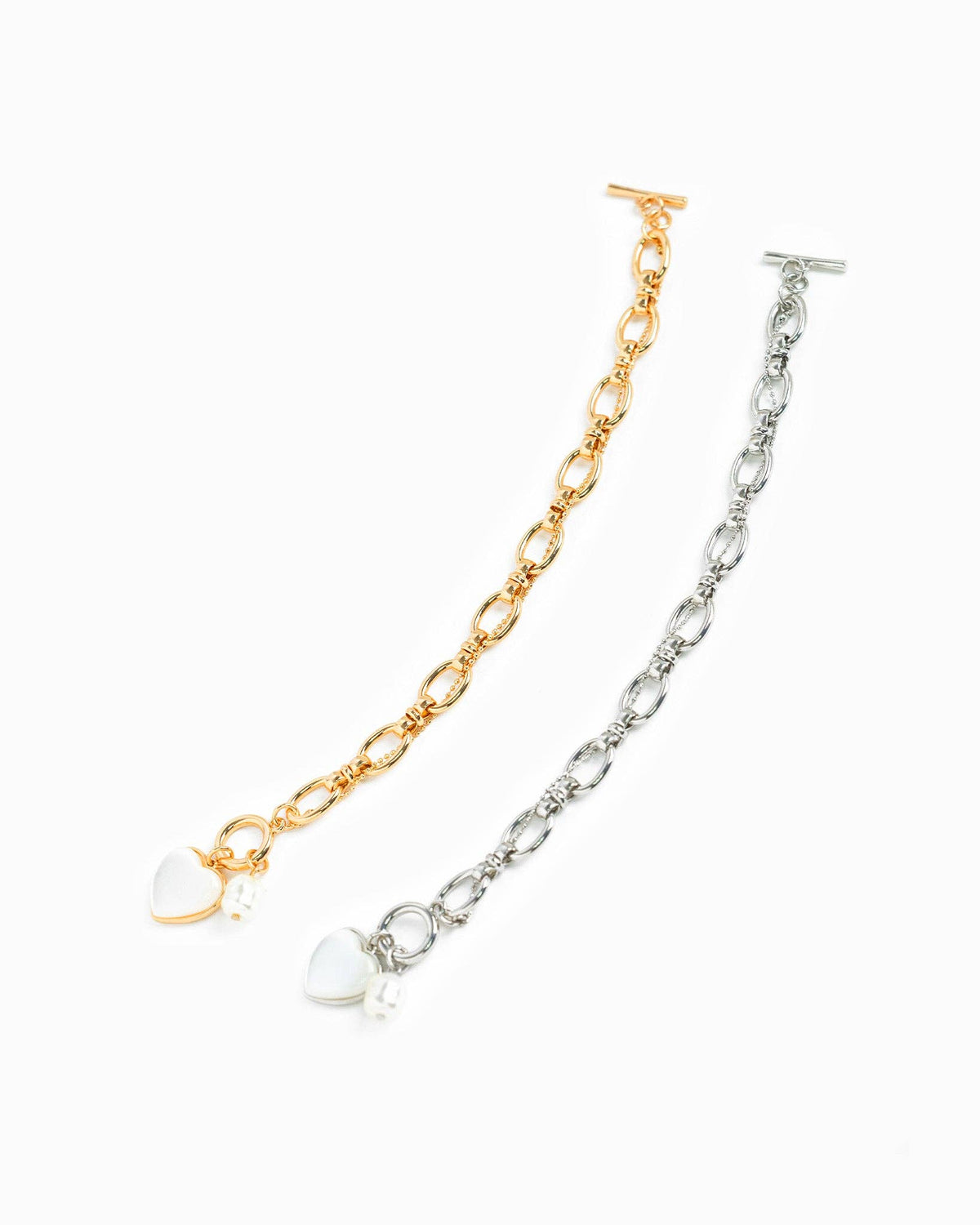 Glossy Heart Twist Chain Toggle Bracelet