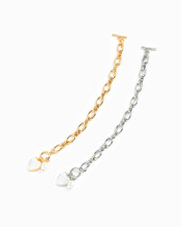 Glossy Heart Twist Chain Toggle Bracelet