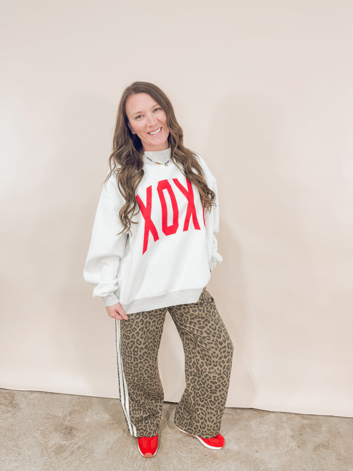 Leopard Printed Cotton Twill Tape Detail Pants