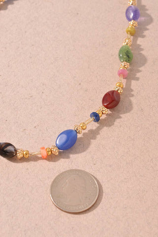 Mixed Color Beaded Station Necklace