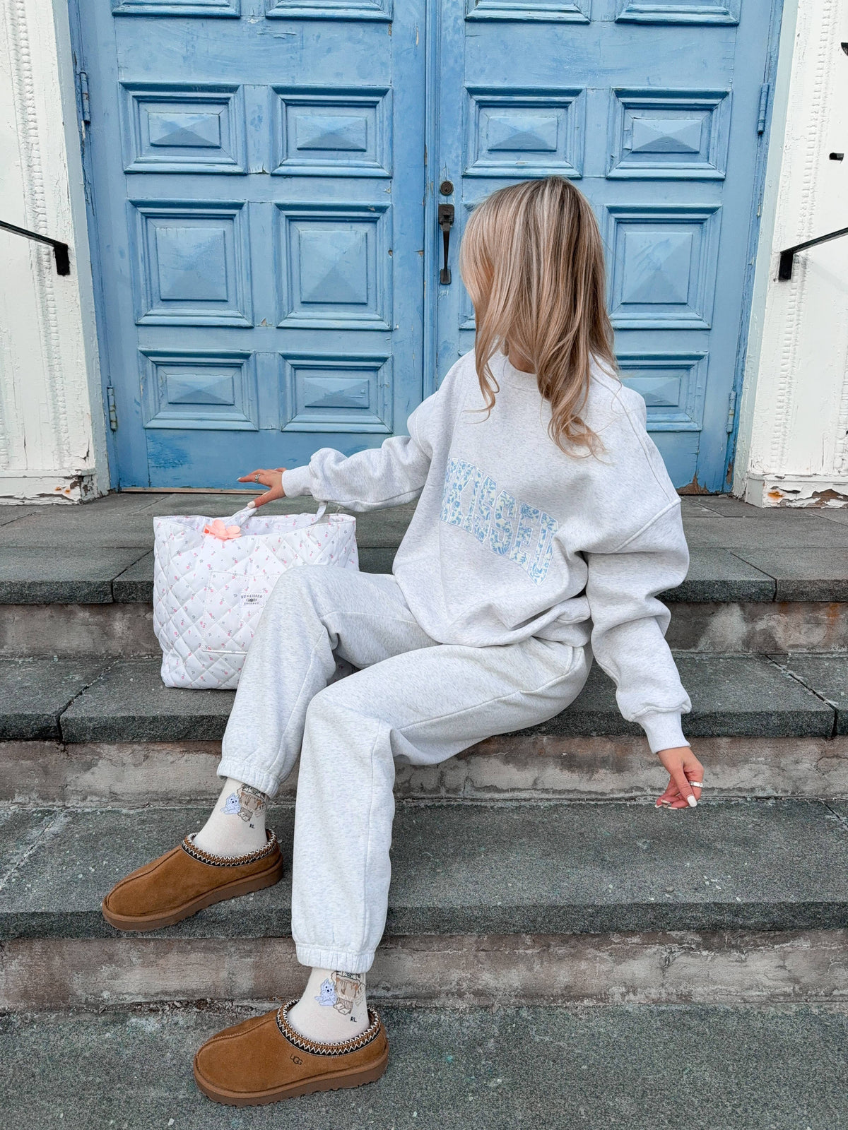 Pearl Grey Floral Sunkissed Embroider Sweatshirt
