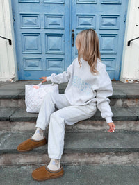 Pearl Grey Floral Sunkissed Embroider Sweatshirt