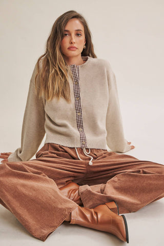 Cottage Cardigan Gingham Accent Cardigan