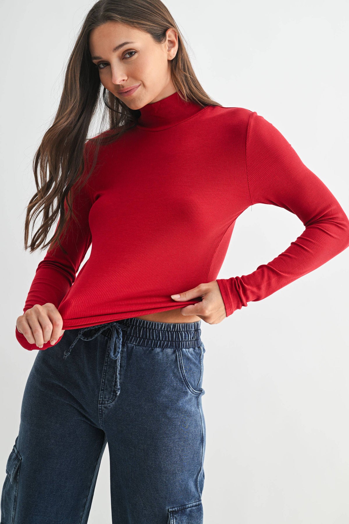 Micro Ribbed Long Sleeve Turtleneck