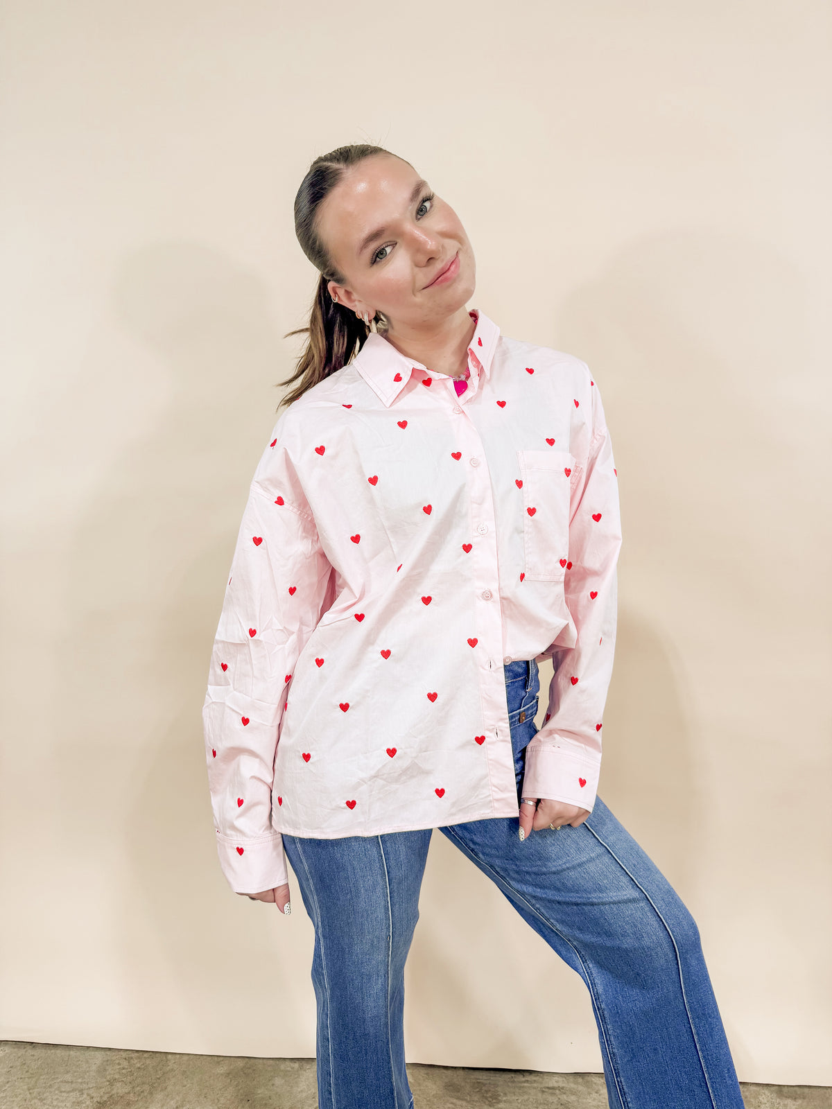 Jenna Heart Button Down Shirt