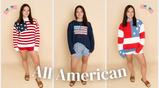 Collection featuring 4th of July and Memorial Day patriotic tops and bottoms