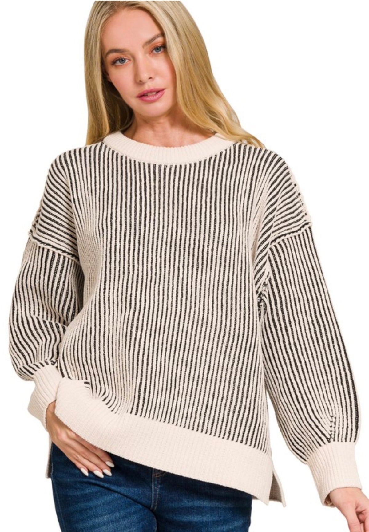 Two-Toned Crew Neck Sweater