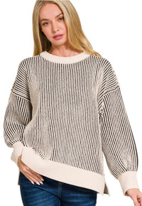Two-Toned Crew Neck Sweater