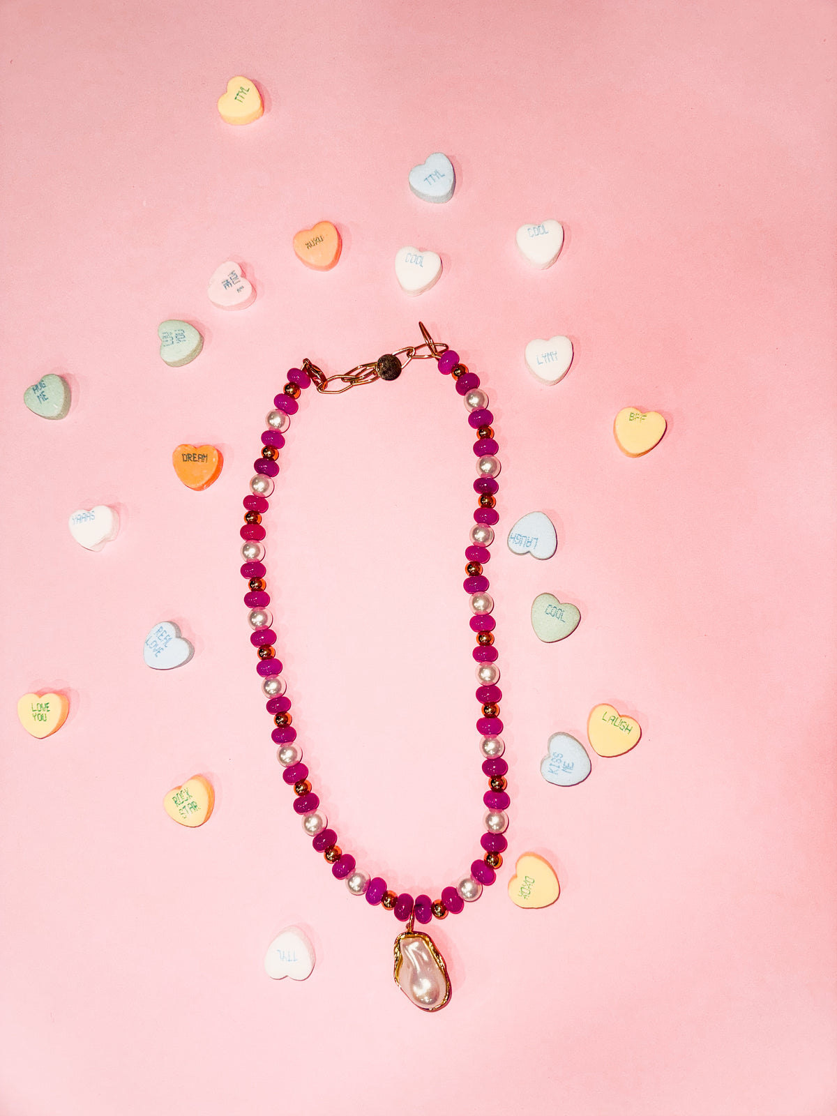 Penelope Pearly Pink Beaded Necklace