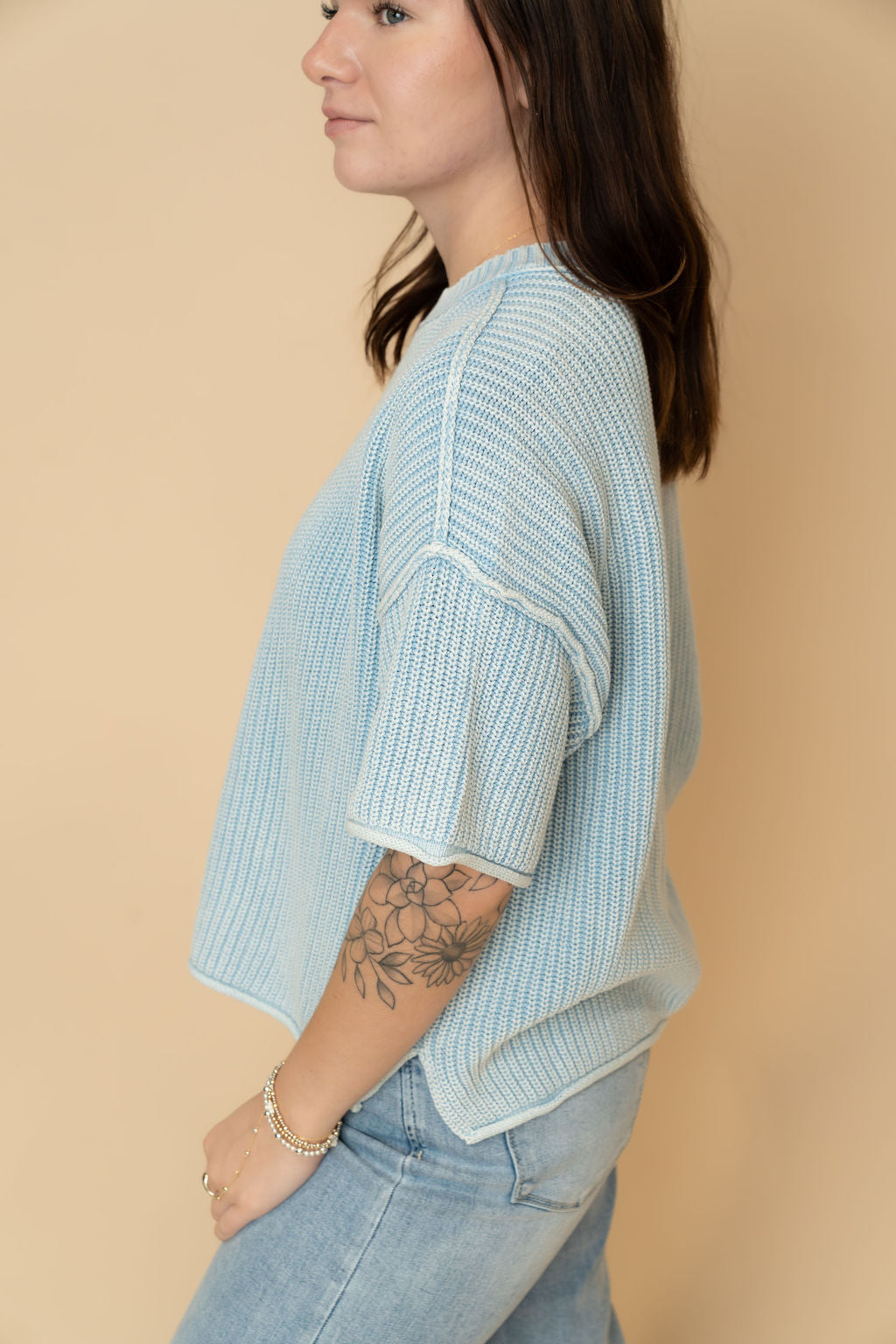 Polly Washed Knit Short Sleeve Top