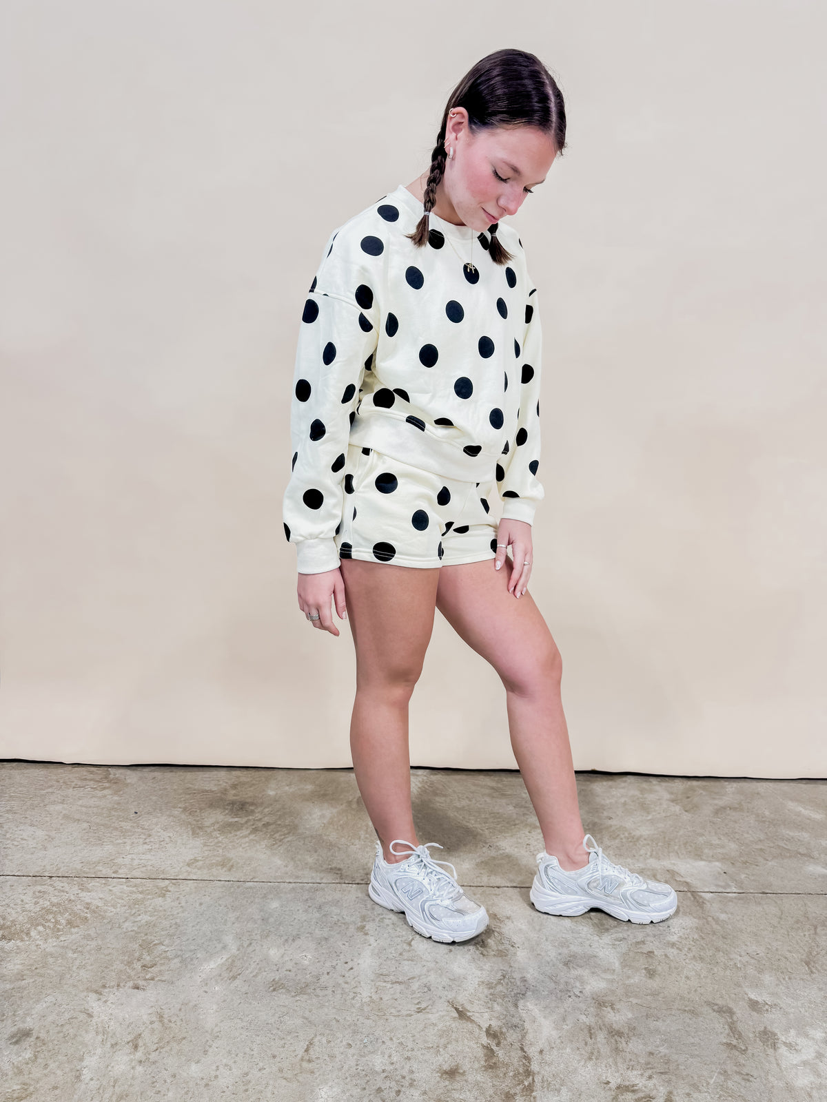 Polka Dot Crew Neck SweatShirt