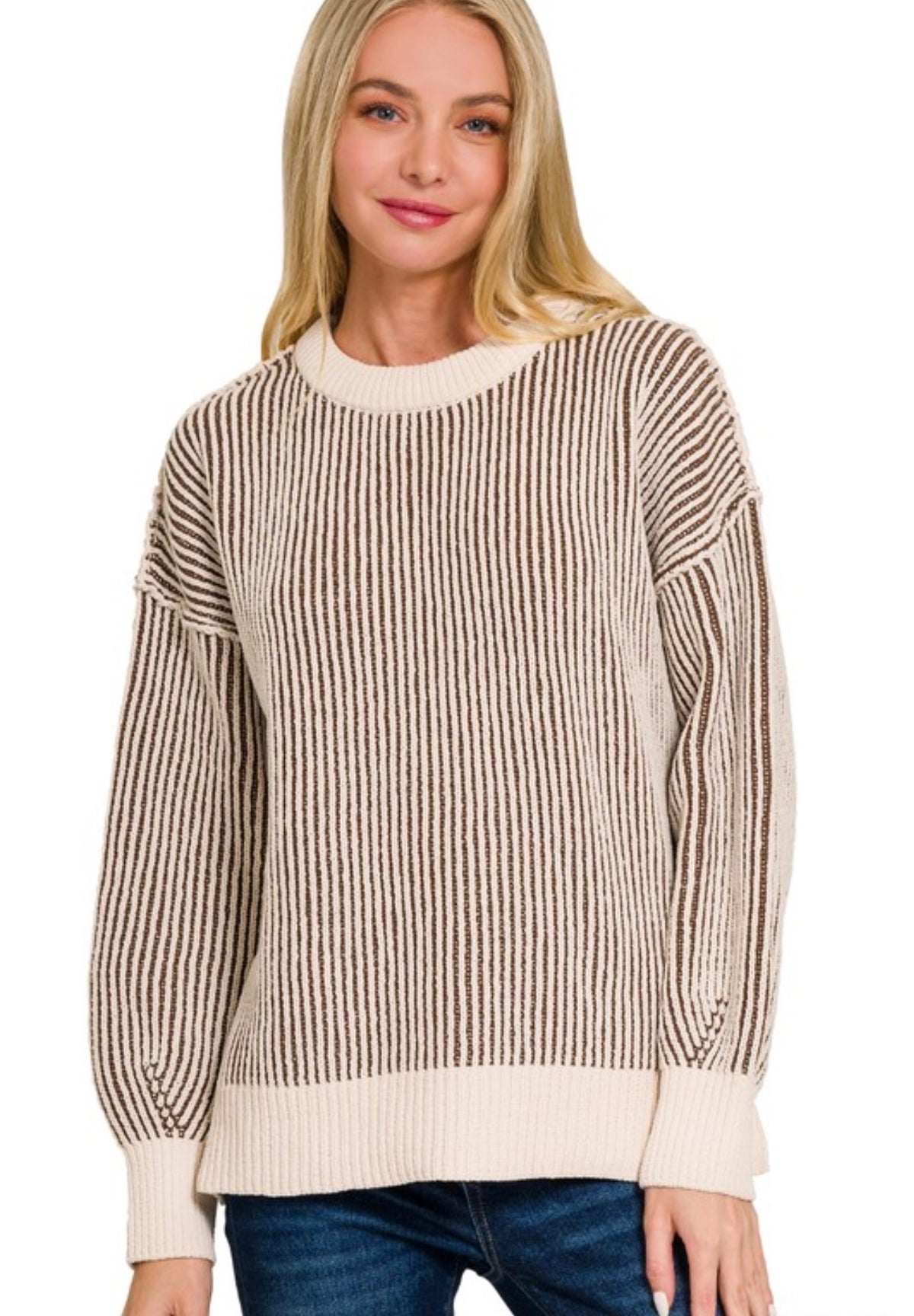 Two-Toned Crew Neck Sweater