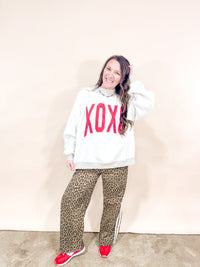 Leopard Printed Cotton Twill Tape Detail Pants