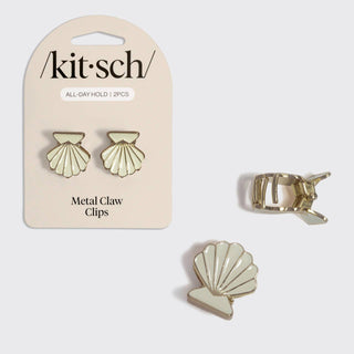 set of 2 clam shell metal claw clips for hair