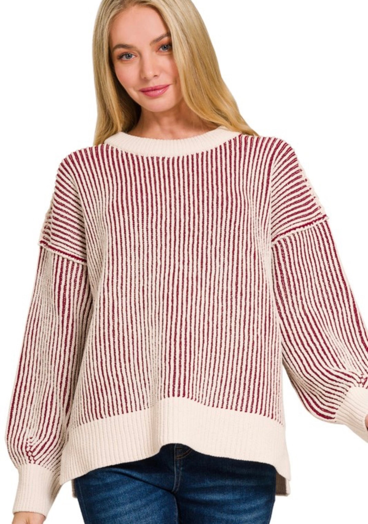 Two-Toned Crew Neck Sweater