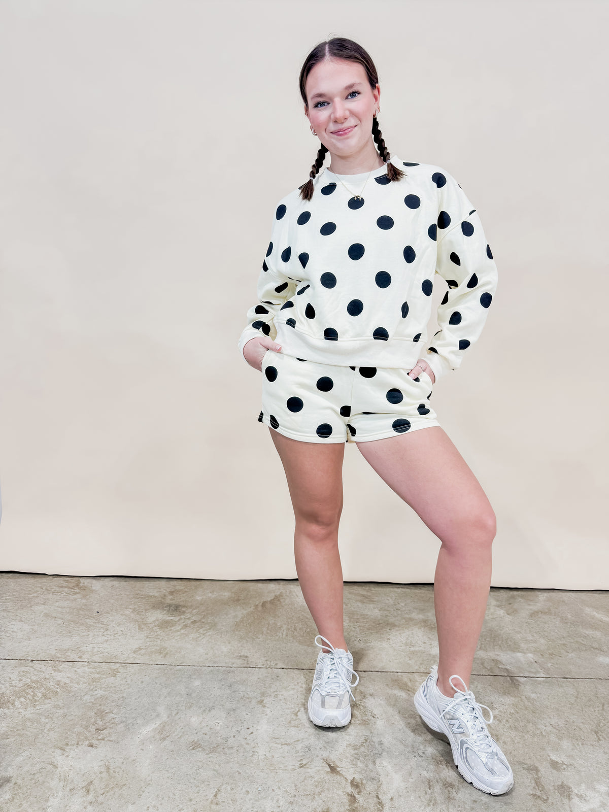 Polka Dot Crew Neck SweatShirt