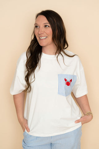 Crab pocket casual tee for women 