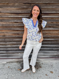Sunlit Bloom Split Neck Top