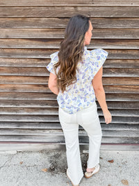 Sunlit Bloom Split Neck Top