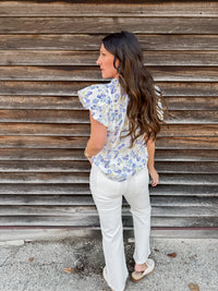 Sunlit Bloom Split Neck Top