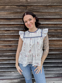 Bloom & Stripe Floral Peplum Top