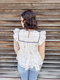 Bloom & Stripe Floral Peplum Top