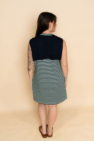 Navy striped summer coastal sundress for women