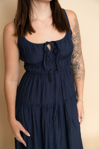 Coastal navy blue sun dress for women