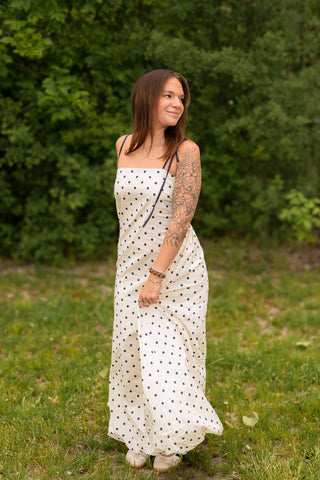 Alice Polka Dot Bubble Maxi Dress - Cream