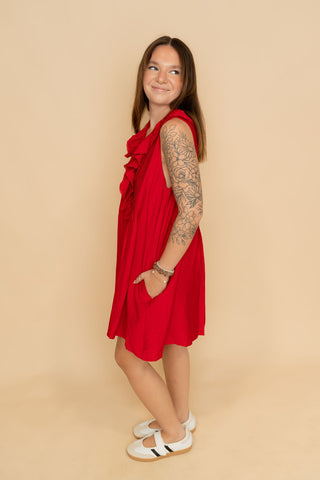 Harlow Ruffle Mini Dress - Red