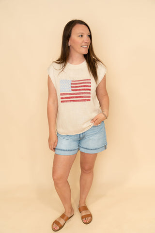 Georgia Short Sleeve Crew Neck Flag Sweater