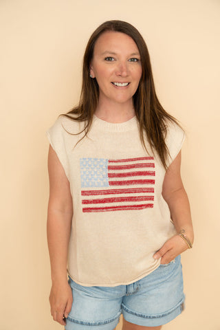 Georgia Short Sleeve Crew Neck Flag Sweater