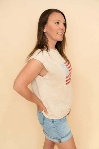 Georgia Short Sleeve Crew Neck Flag Sweater