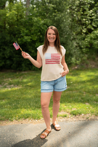 Georgia Short Sleeve Crew Neck Flag Sweater