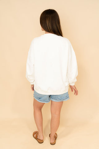 All-American Summer Icon Sweatshirt: Patriotic Embroidered Coastal Pullover