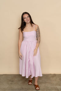 Mallory Striped Midi Dress - Pink