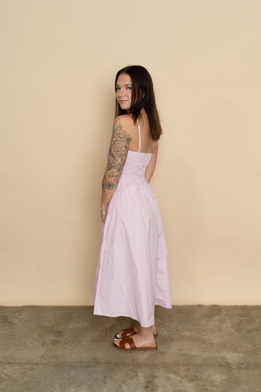 Mallory Striped Midi Dress - Pink