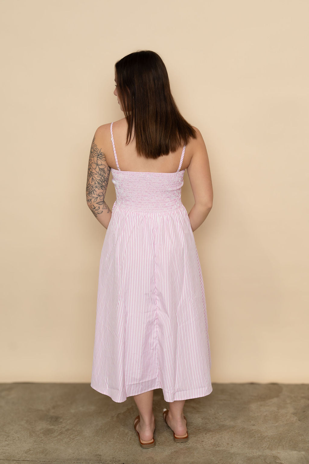 Mallory Striped Midi Dress - Pink