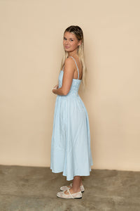 Mallory Striped Midi Dress - Blue