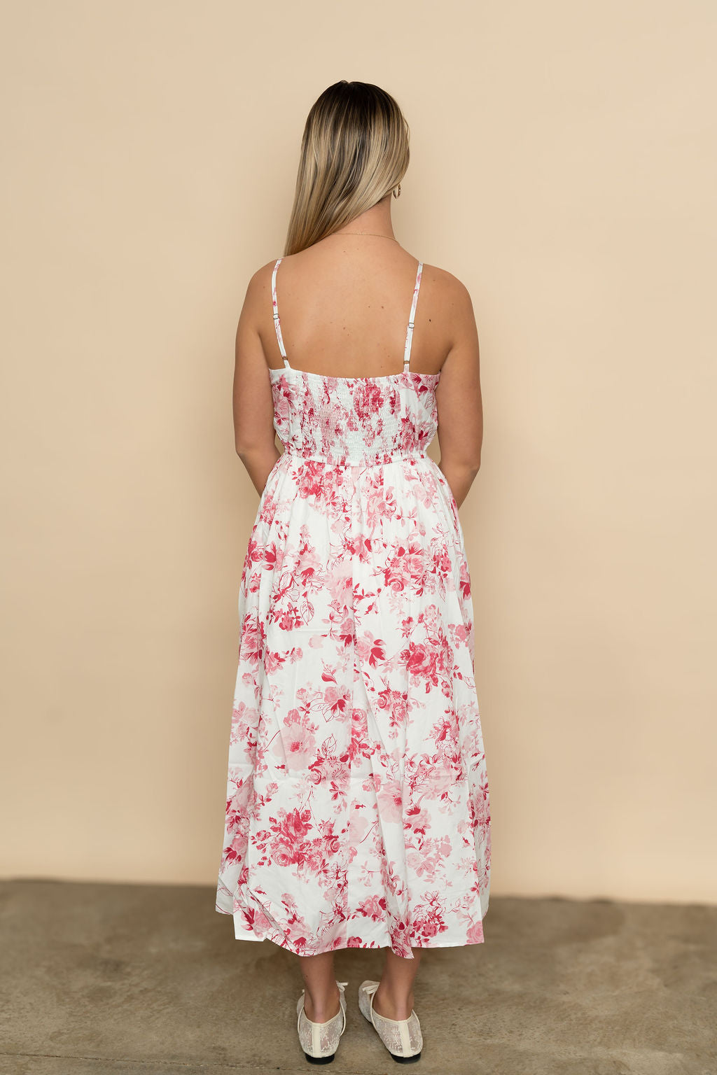 Betty Floral Piping Detail Midi Dress