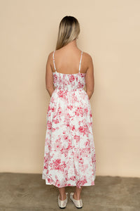 Betty Floral Piping Detail Midi Dress